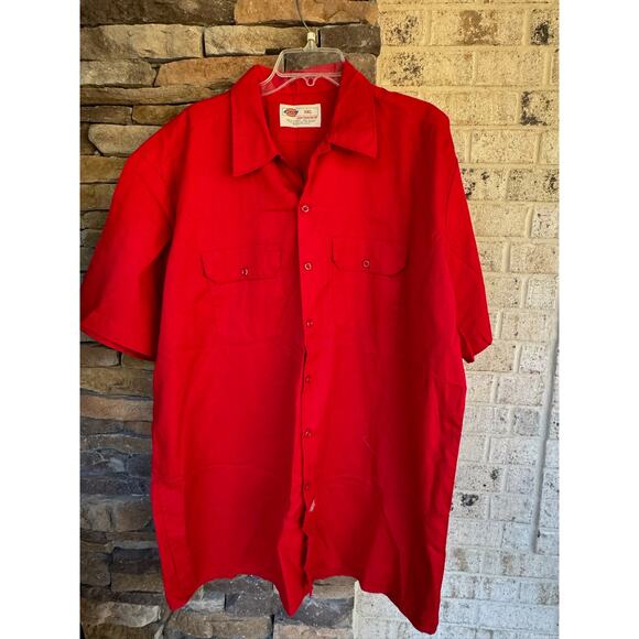 Dickies Short Sleeve Work Shirt-Red-Size 2XL - Picture 1 of 4